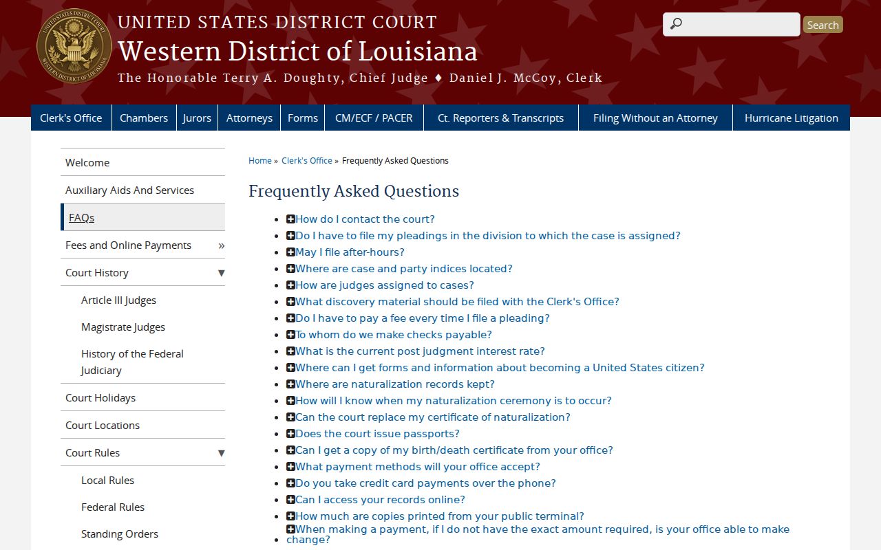 Collinston court docket federal public access FAQ source
