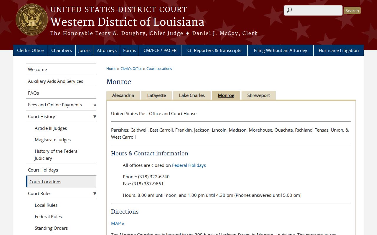 Collinston court docket Monroe Division federal court source